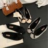 2025 new autumn and winter mink fluff bow fluff gentle flat bottom shallow mouth Mary Jane commuter OL women's shoes