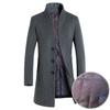 Autumn and Winter Men's Woolen Coat Fashion Monk Collar Woolen Trench Coat Men's Cotton Thickened Woolen Coat