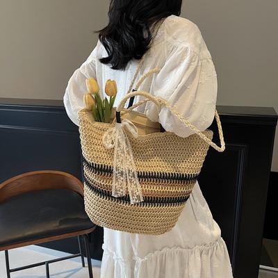 Sommerurlaub Strand Strohtasche Damen neue Umhängetasche mit großer Kapazität gewebte tragbare Tragetasche