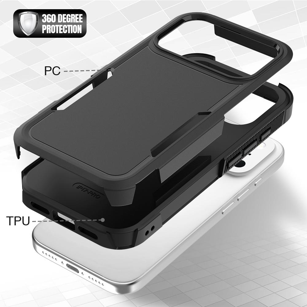 For iPhone 17 Pro Case 2 in 1 PC + TPU Shockproof Phone Cover