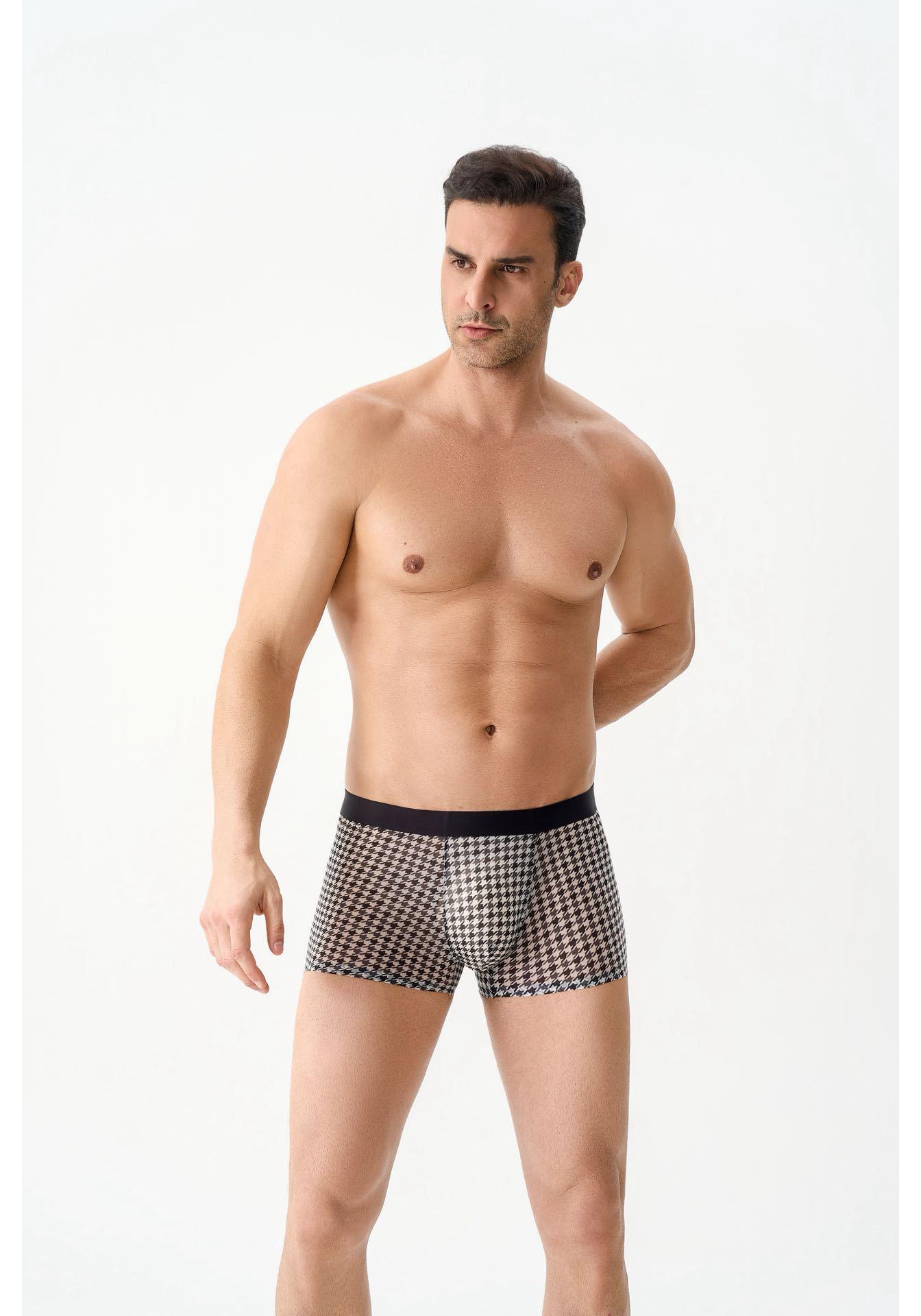 Fashionable 2026 Starry Sky Print Men s Ice Silk Boxer Briefs with Antibacterial Camellia and Breathable Hyaluronic Acid Crotch XL