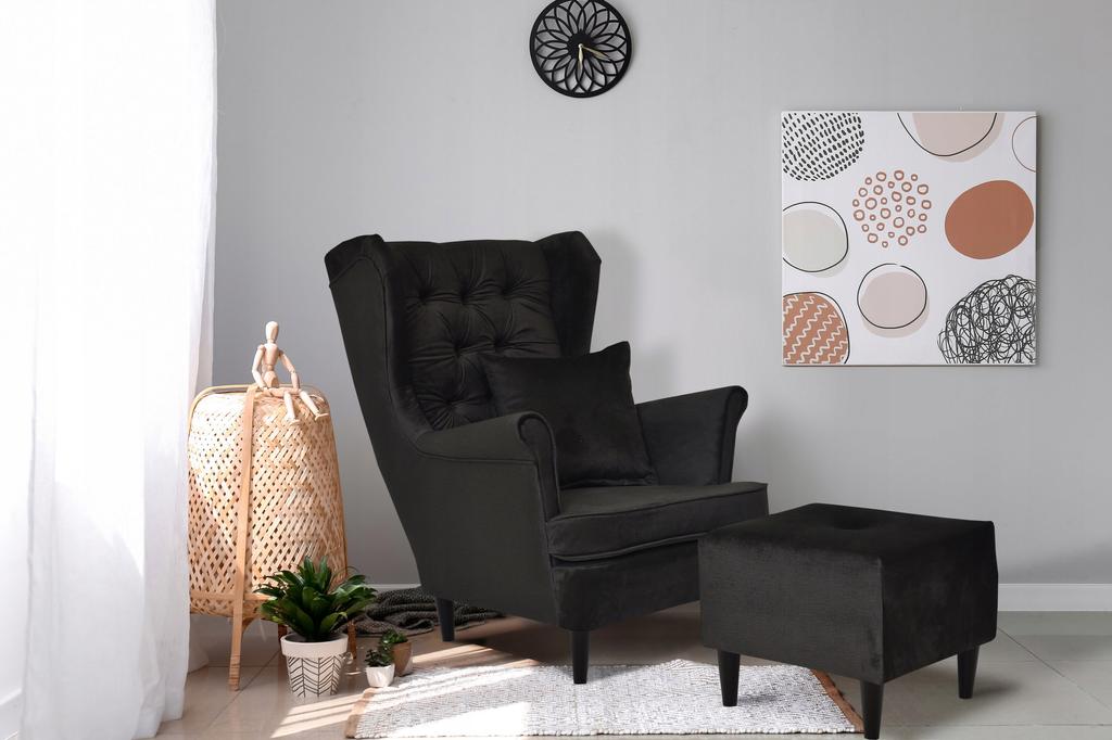 ARI Wing Chair with Footrest, Scandinavian Family Meble Light Gray