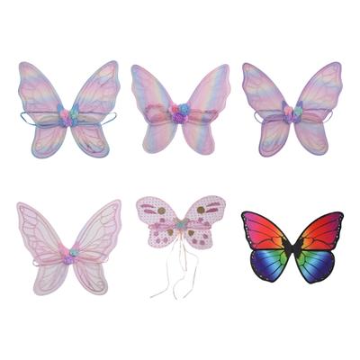 Asa Vibrante em Forma de Borboleta para Crianças se Fantasiarem Malha Macia Respirável Segura para Festas à Fantasia Infantis Apresentações de Palco