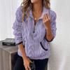 Color-Blocked Half-Open Collar Plush Women's Sweatshirt - Autumn/Winter 2025 Fashion