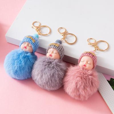 1PC Cartoon Plush Sleep Doll Keychain Cute Plush Coal Ball Backpack Pendant Creative DIY Children's Plush Doll Pendant Accessories Car Pendant