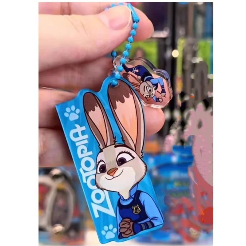 Disneys Zootopia Nick Wilde Judy Hopps Double Sided Acrylic Ruler Ruler Keychain Schoolbag Charm Stationery Merchandise
