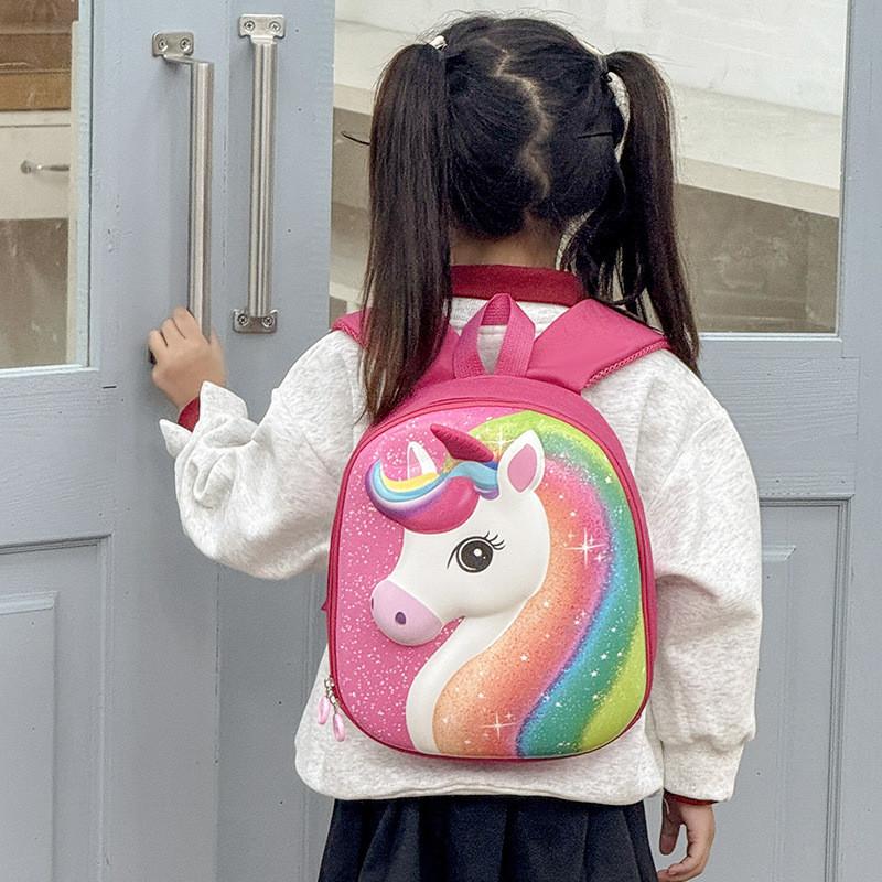 Cartoon Unicorn Eva Kids School Backpack With Glitter Hard Shell For Preschoolers