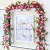 Rose Artificial Flowers Pink Silk Ivy Vine Hanging Garland Green Leaves With Flowers Decoration
