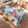 Rustic Floral TableclothElegant Red Blue Rose Print for Home Dining Tables, Perfect Decor in Living Room or Kitchen 105x206cm (4