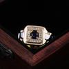 Inlaid Blue Gemstone Ring - European & American Luxury Men's Engagement Wedding Jewelry
