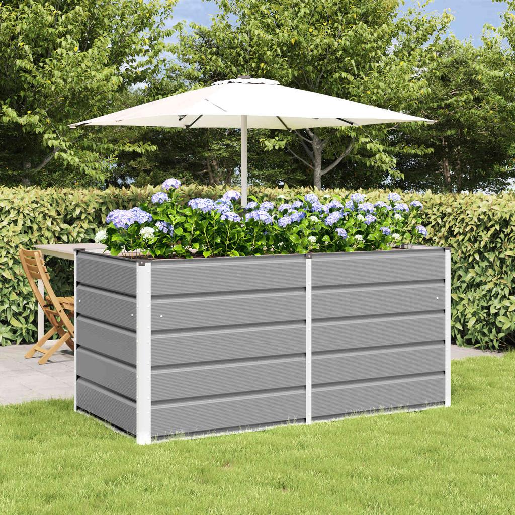 Planter Light Grey 160 X 80 X 75 Cm Steel
