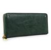 Portefeuille Long Queue de Chance avec Chat Simple Rond Vert Naturel Fermeture Éclair pour Femme, Design,