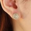 Female Cute Crystal White Zircon Stone Round Stud Earrings Vintage Gold Color Wedding Fashion  For Women