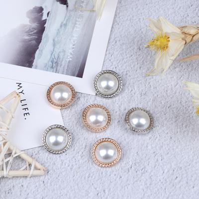 10pcs Pearl Metal Shank Buttons for Sewing Scrapbooking DIY Craft Decoration