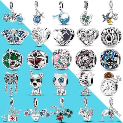 Trencher Cap Graduation Ceremony 925 Silber baumeln Charms blaue Schmetterling Perlen passen Originalnew Armband DIY