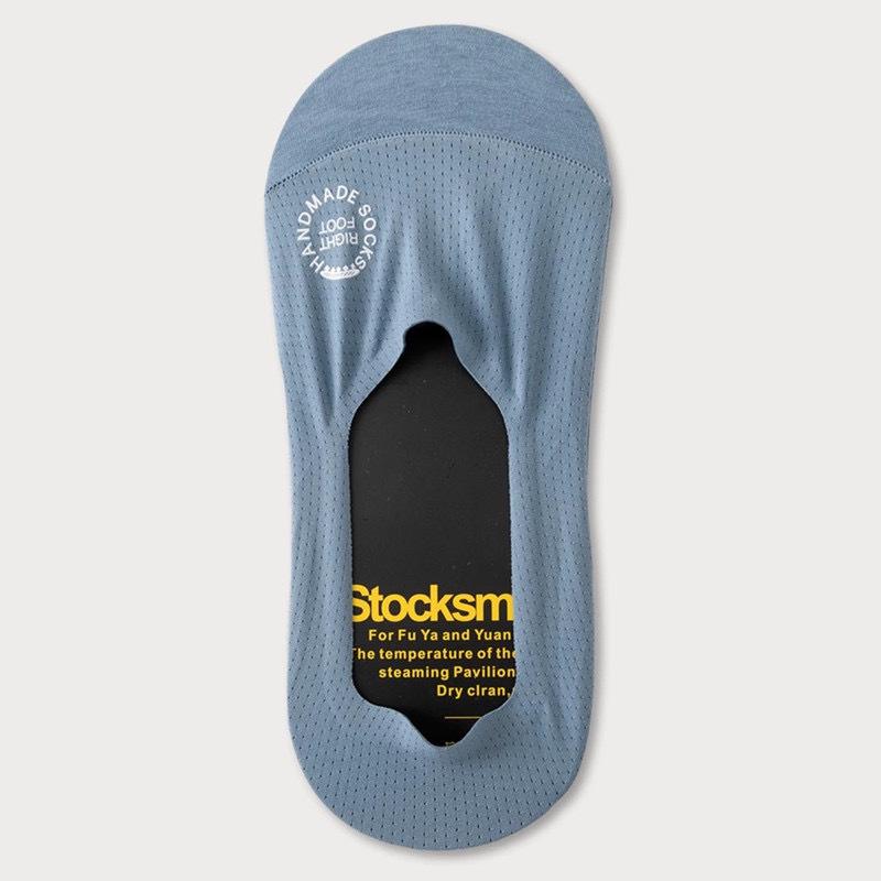 

Мужские летние носки из ледяного шелка с низкой посадкой и сеткой - бесшовные, нескользящие, подошва из чистого хлопка, дизайн носков-невидимок Simple White Card (38-44) светло-синий