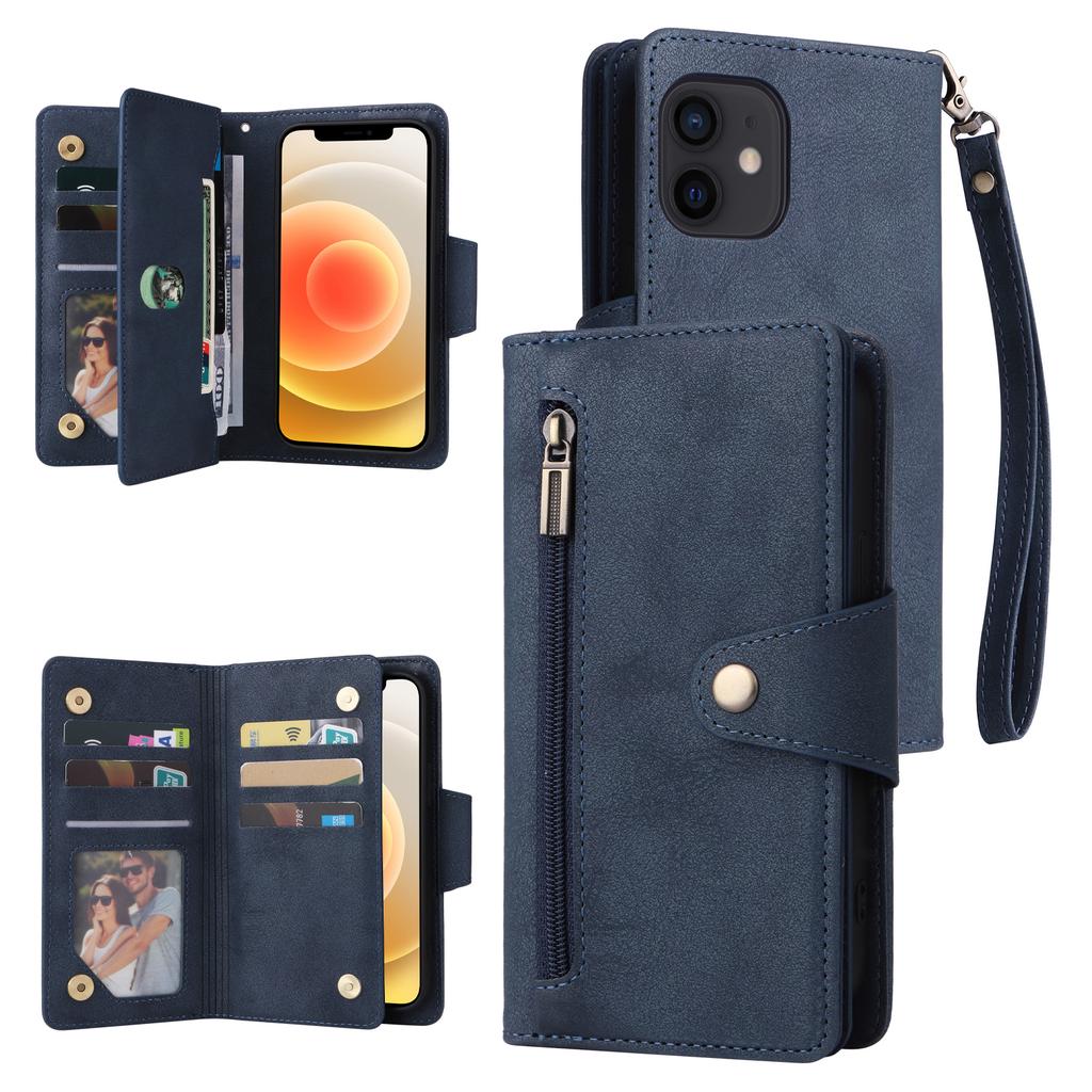 For iPhone 12 Mini Shockproof Case Rivet Decor PU Leather Phone Cover