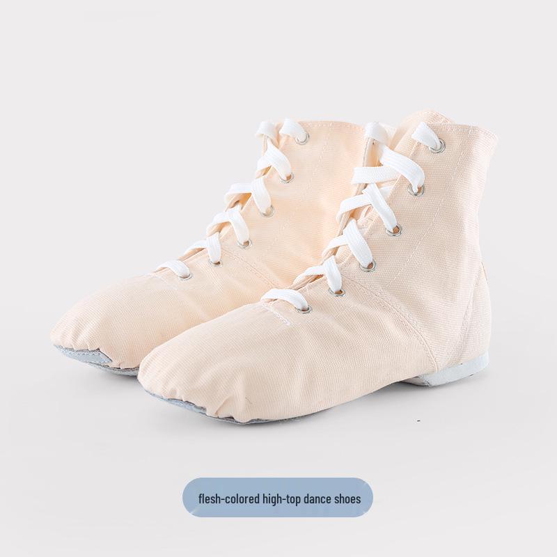 

White Canvas High-Top Jazz Dance Shoes for Women & Men - Soft Sole Ballet Training Boots 45 бежевый
