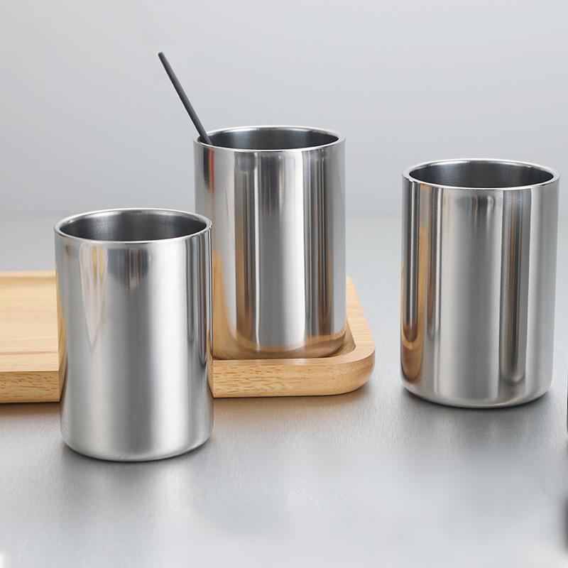 350ml/500ml Stainless Steel Double Wall Beer Mug Silver Coffee Cup Portable Travel Office Water Cups Drinkware Tumbler