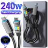 PD 240W USB C To Type C QC3.0 Fast Charging Cables Dual Type-C Charger Data Braided Cords for IPhone 17 16 15 Samsung Xiaomi
