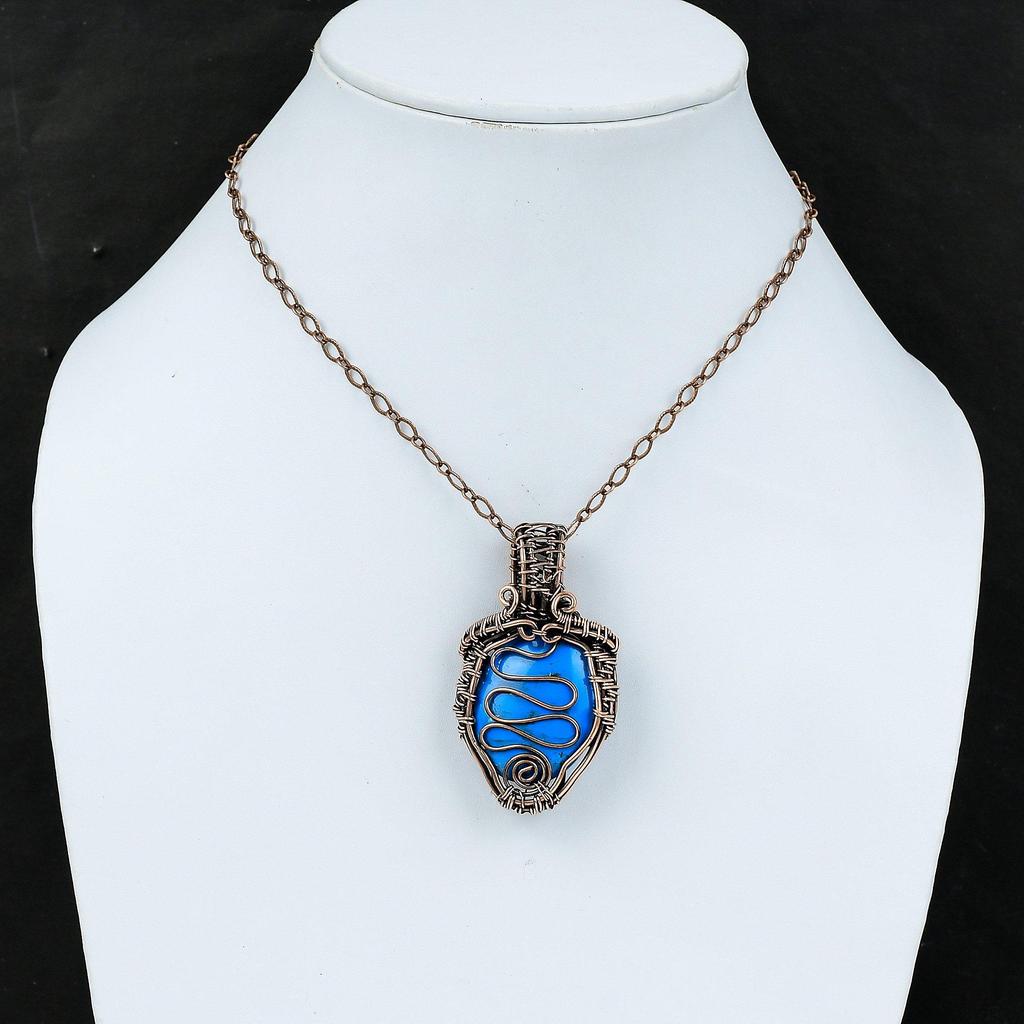 Pingente Turquesa Bela Adormecida Fio de Cobre Envolto Pingente Feito à Mão Pingente Único Fio de Cobre Envolto Jóias Pingente de Pedra Preciosa Presente de Casamento