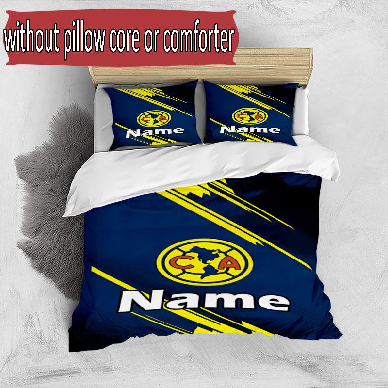 3pcs Duvet Cover Set (1*Duvet Cover + 2*Pillowcase, Without Core), Custom Name Club America Pattern Bedding Set, Home Bedroom Decor Gift