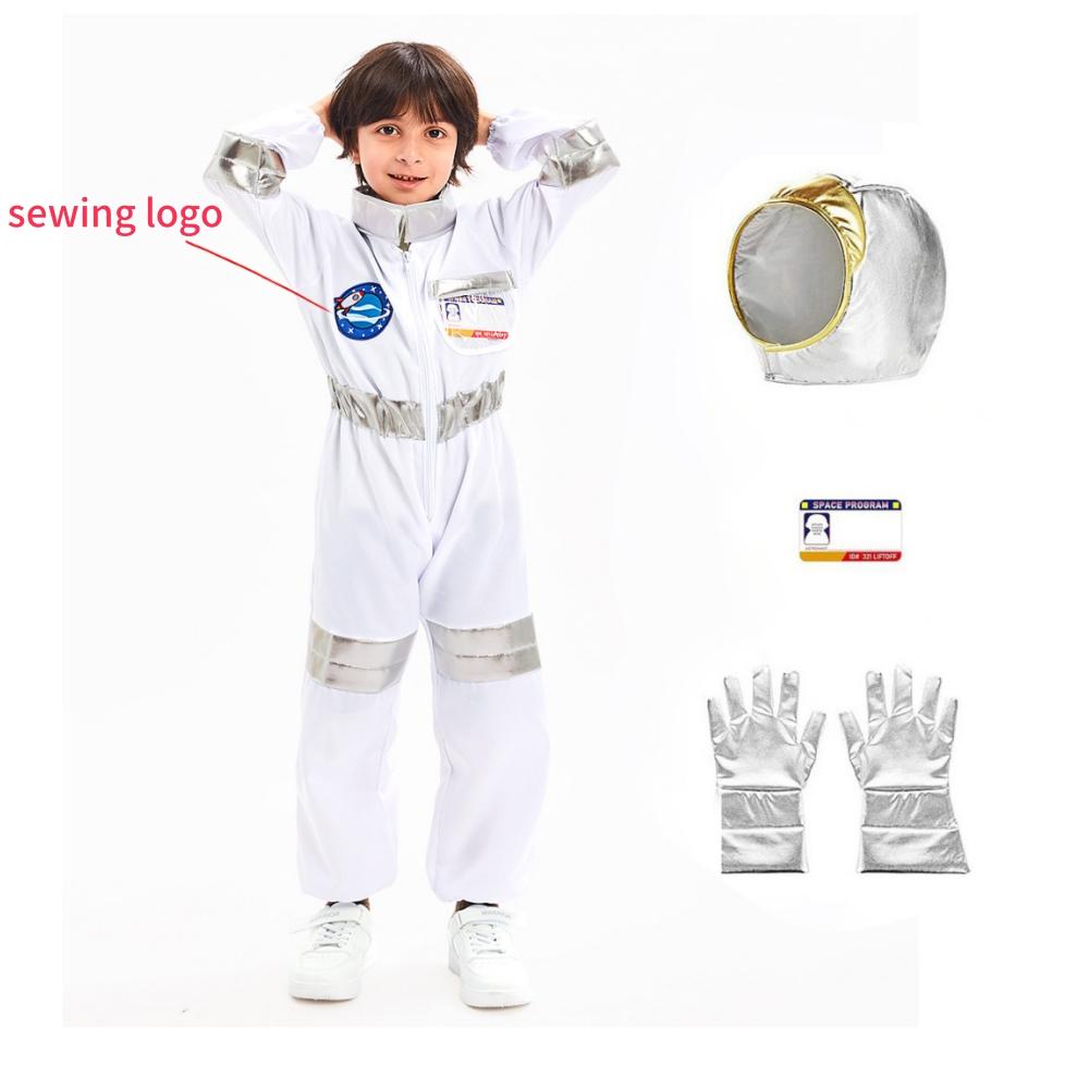 Halloween Astronaut Cosplay Costume Kids Boy Girl Jumpsuit Cartoon Space Party Spaceman Outfit White Spacesuit Bodysuit Clothing