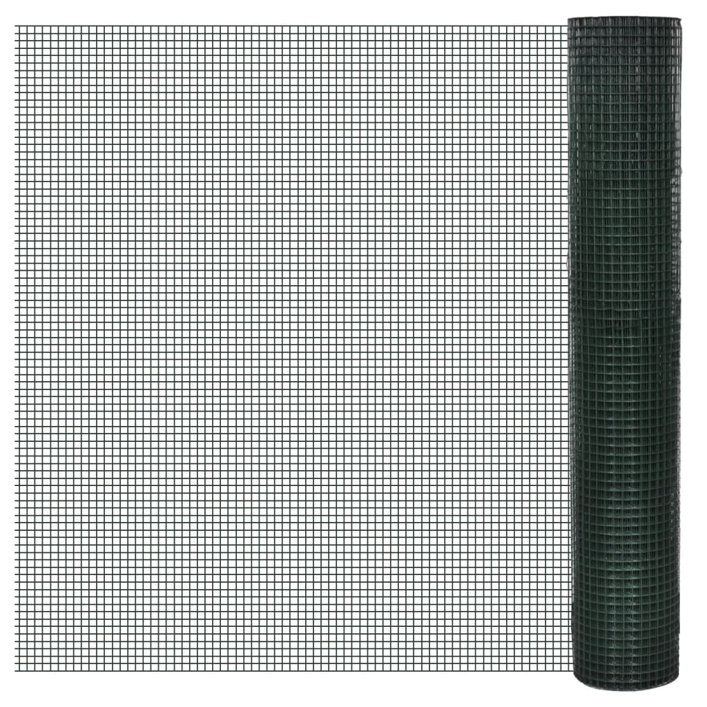 vidaXL Drahtzaun für Hühner Verzinkt mit PVC-Beschichtung 25x1 m Grün grün