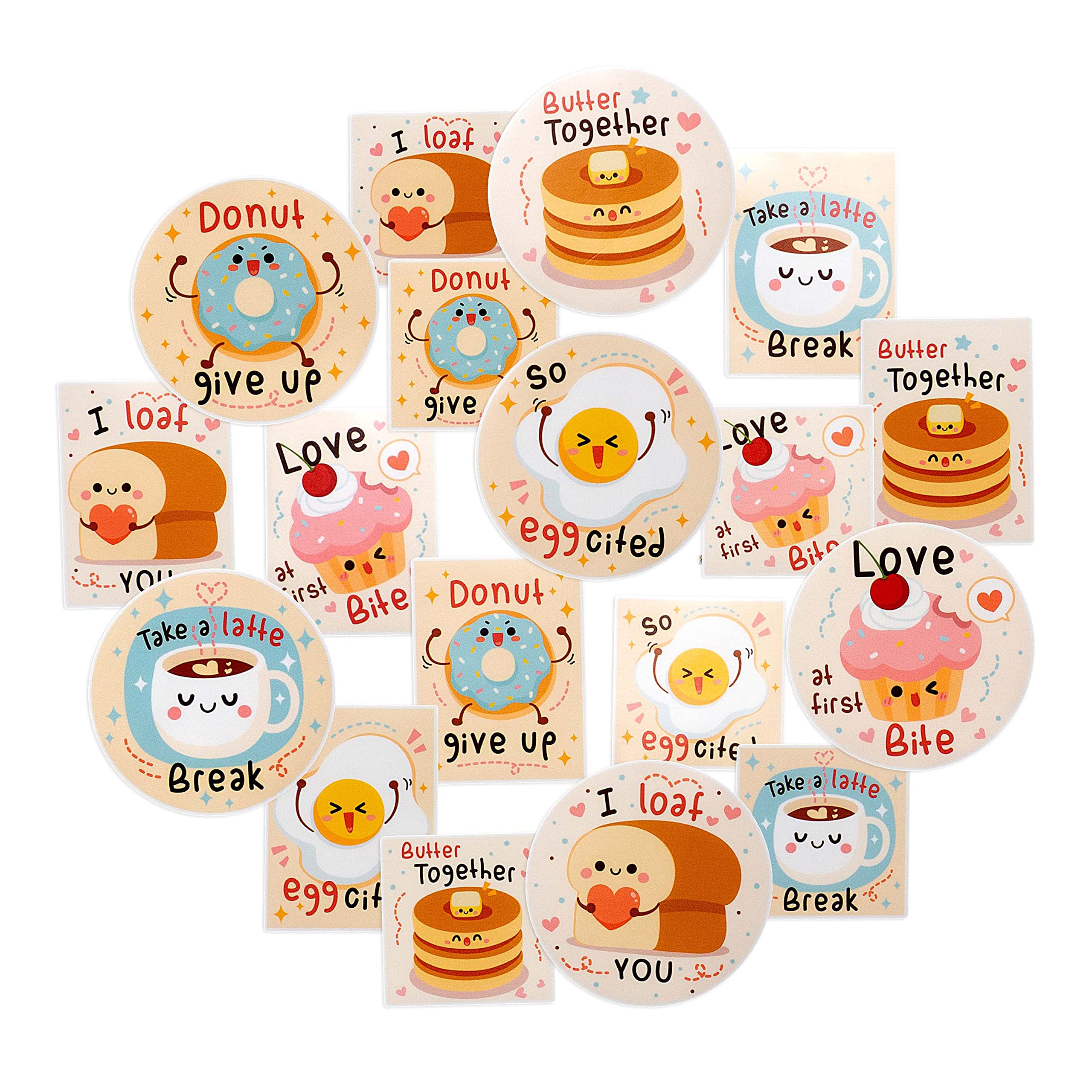 Набор наклеек «Завтрак с пионом» для запоминания, квадратные и вертикальные наклейки идеального размера для планеров, большие круглые наклейки для ноутбуков и бутылок с водой (18