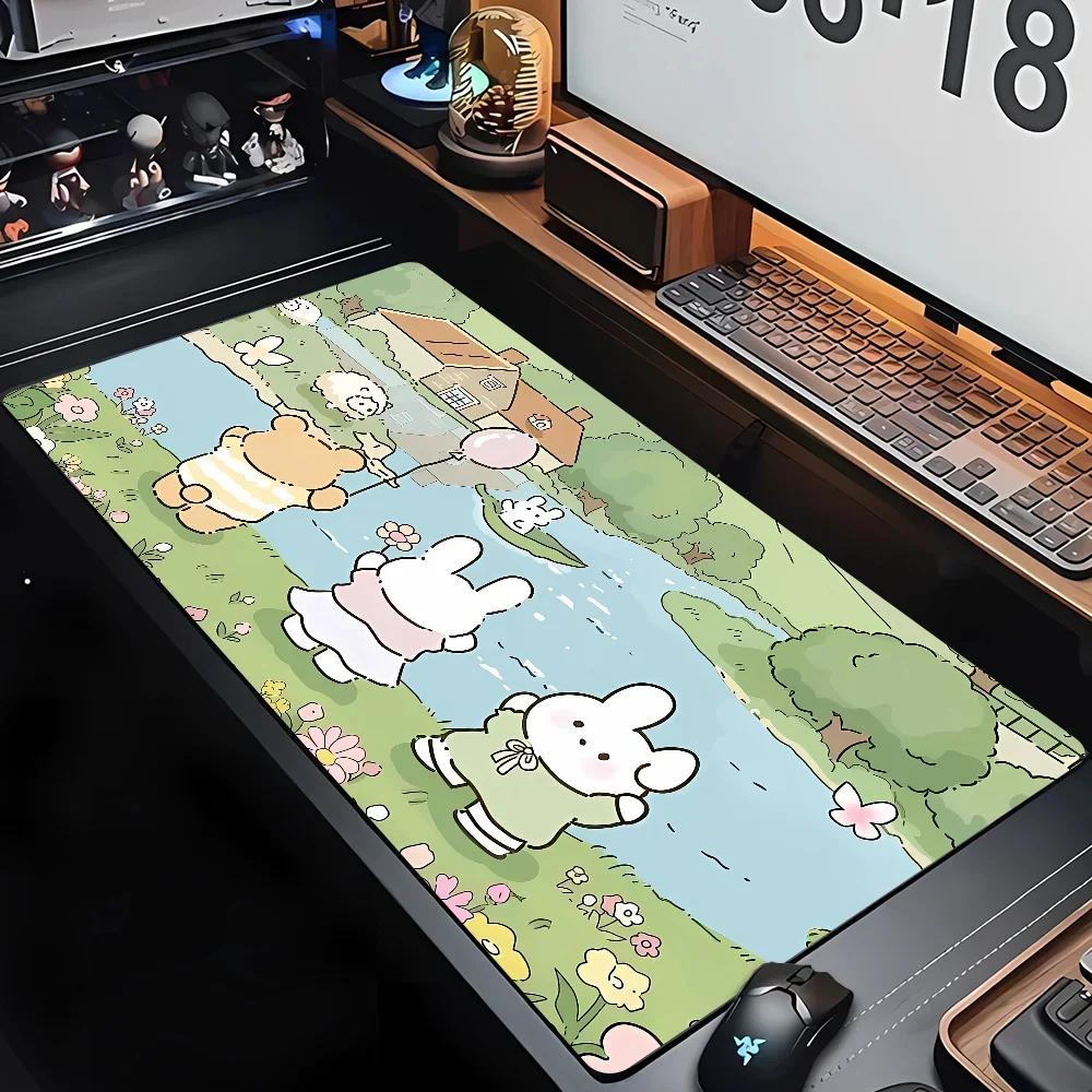 Cute Rabbits Anime Mouse Pad Large Computer Office Game Table Mats Xxl Rubber AntiSlip Gaming Keyboard Mousepads Long Desk Pads