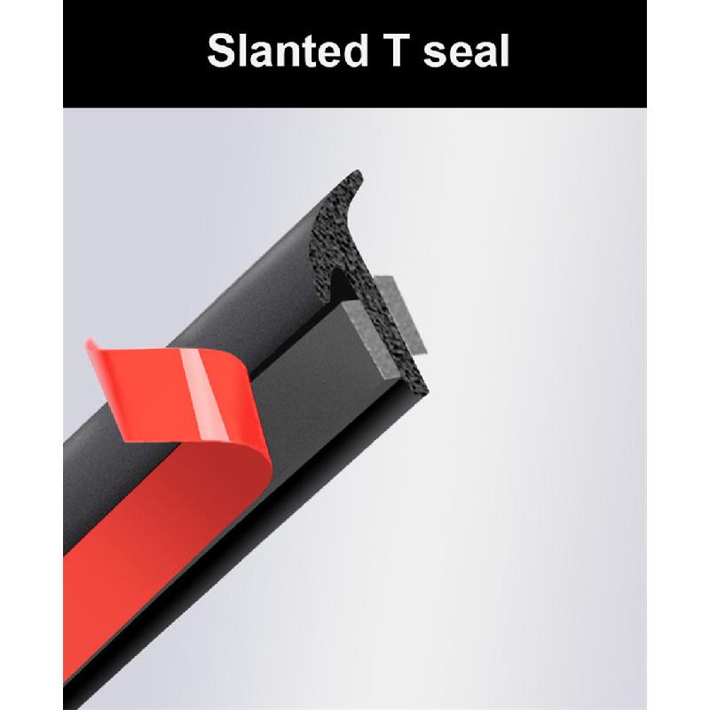 5M Slanted T Sealed Strip Car Side Skirt Fender Bumper Headlight Edge Trim Black