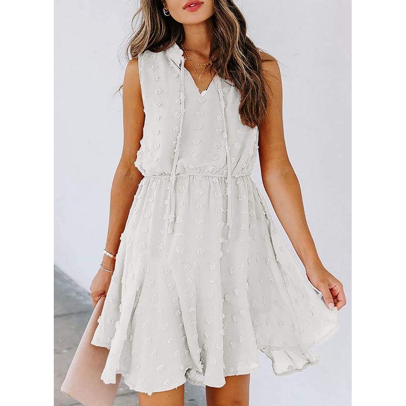 

Light Blue Fashionable Dot Slim Looking Dress Tank Top White 2XL