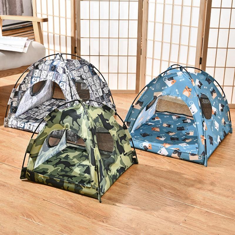 Foldable Cat House Pet Tent Four Seasons Universal Cat and Dog Pet Nest Summer Cool Mat Outdoor Portable Foldable Breathable