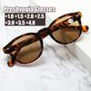 Fashionable Full Frame Reading Glasses Vintage Rivet Leopard Round Sunglasses Women Men Ultra Light Unisex Presbyopia Glasses