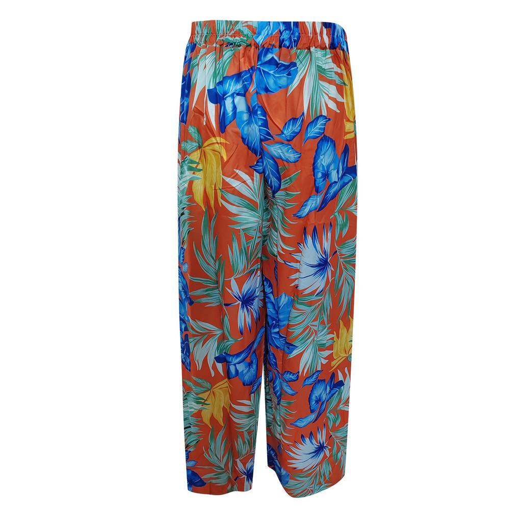 Pantaloni largi, ocazional, imprimați la modă Pantaloni drepti Pantaloni cu fante