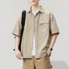 Loose Fit Casual Summer Shirt Men Japanese Pure Cotton Short Sleeve Retro Top