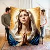 1PC Woman Praying with Halo Print Blanket Warm Soft Fluffy Kids and Adult Sofa Bed Throw Blanket Outdoor Travel Camping RV