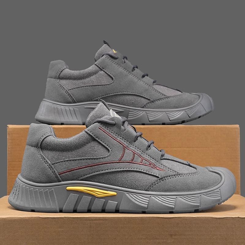 Fashion 2025 New Men's Anti-Crash Hiking Shoes Low Top Outdoor Work Sneakers Autumn Non-Slip Wear-Resistant Casual Safety Toe Protection