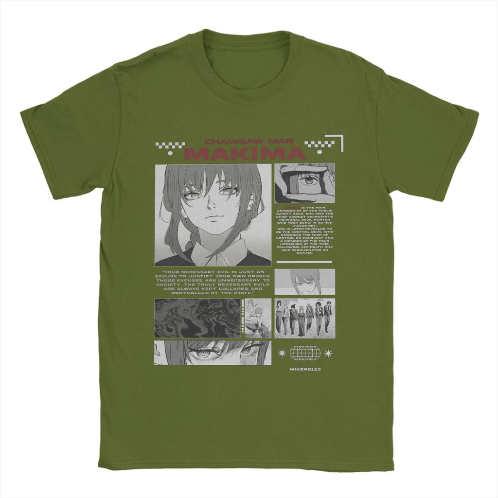 Men's Makima Chainsaw Man Japanese Manga (2) T Shirts Cotton Tops Casual Short Sleeve Round Collar Tee Shirt Original T-Shirts