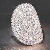 Huitan Luxury  Color Women Rings Shining Big Oval Design For Wedding Party Engagement Fancy Elegant Accessories Jewelry