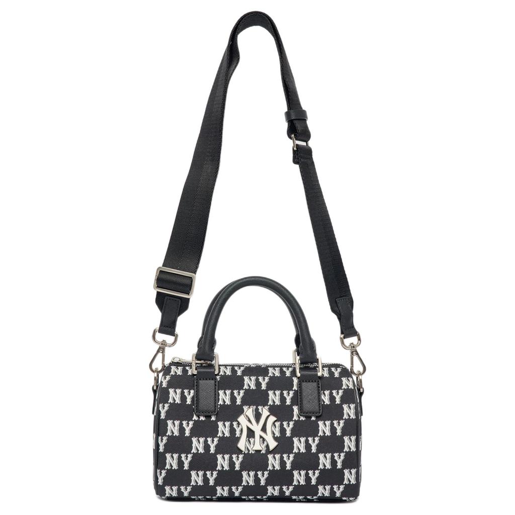 New MLB New York Yankees Polyester With Artificial Leather Crossbody One Shoulder Handbag Women's Panda Black White 3ABWS013N-50BKS