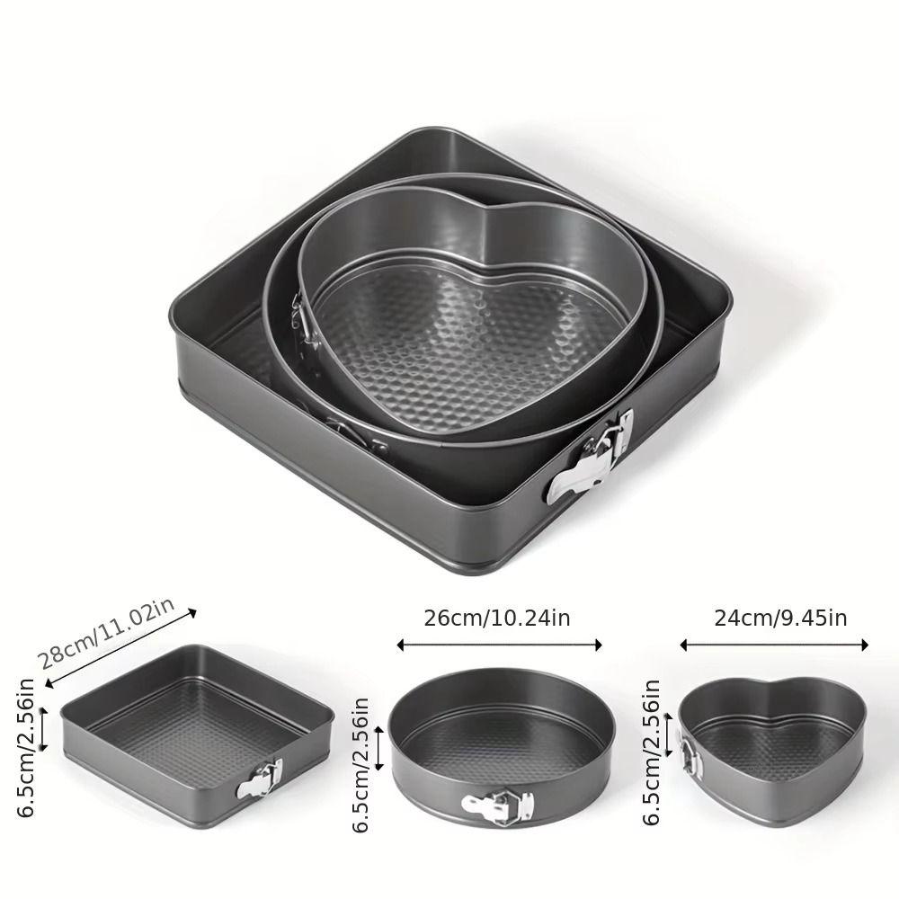 3pcs Carbon Steel Cake Mold Baking Tools Live Bottom Baking Pan Tool  Home Kitchen
