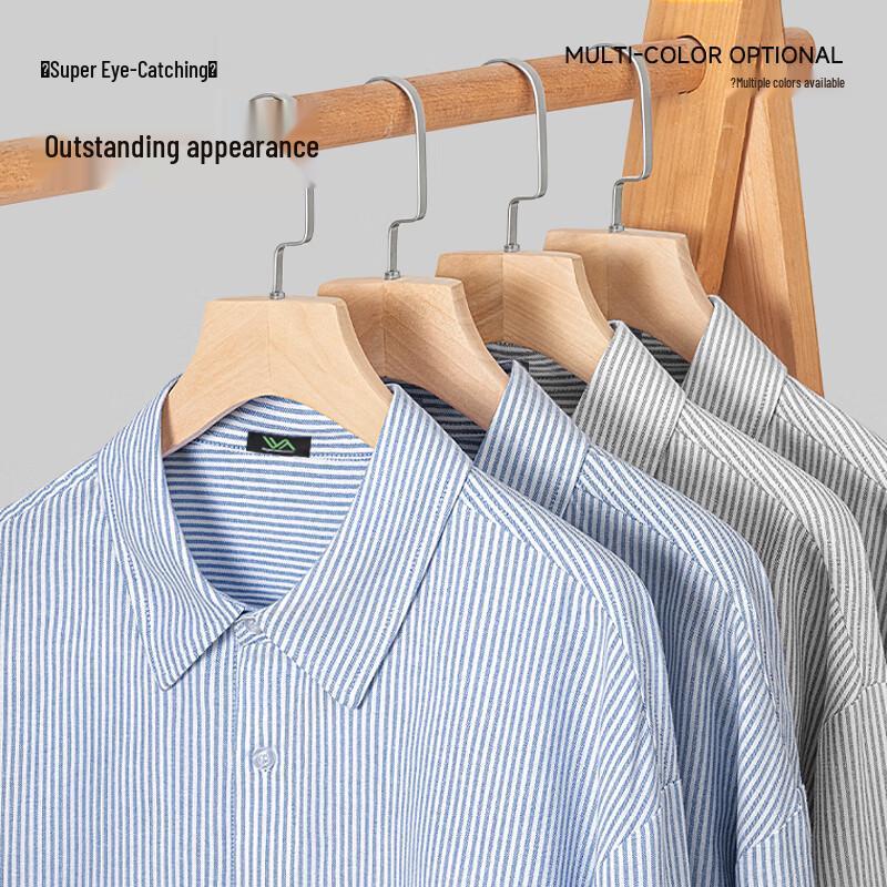 Fingercroxxit Men's Japanese Style Striped Long-Sleeve Shirt