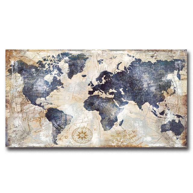 

Винтажный металлический стиль, карта мира, настенный художественный постер, современное изысканное украшение для дома, картина маслом, настенная живопись, печать 21cm×30cm NoFrame