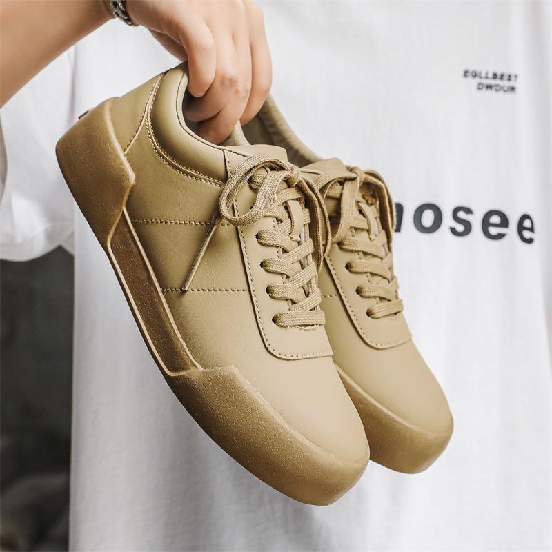 Shoes Men's Versatile Trendy Shoes Fashion Hong Kong Style Leather Surface Casual Shoes 2024 New Boys Versatile Autumn Men's Shoes