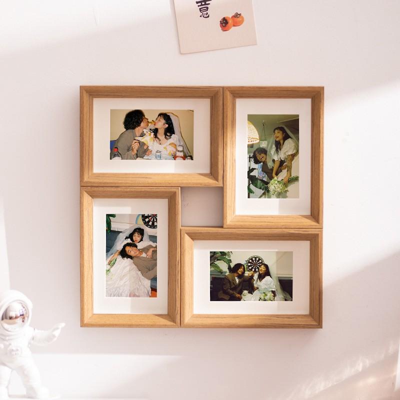 Modern 4-Panel Photo Frame Set 6-inch Wall Or Table Display Wooden Style Living Room Bedroom Office Decor