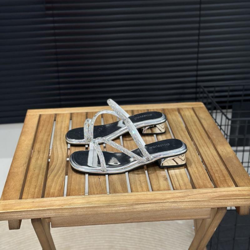 Silver high heels women's stiletto with full diamond slippers women's summer wear elegant medium high heel sandals women's models