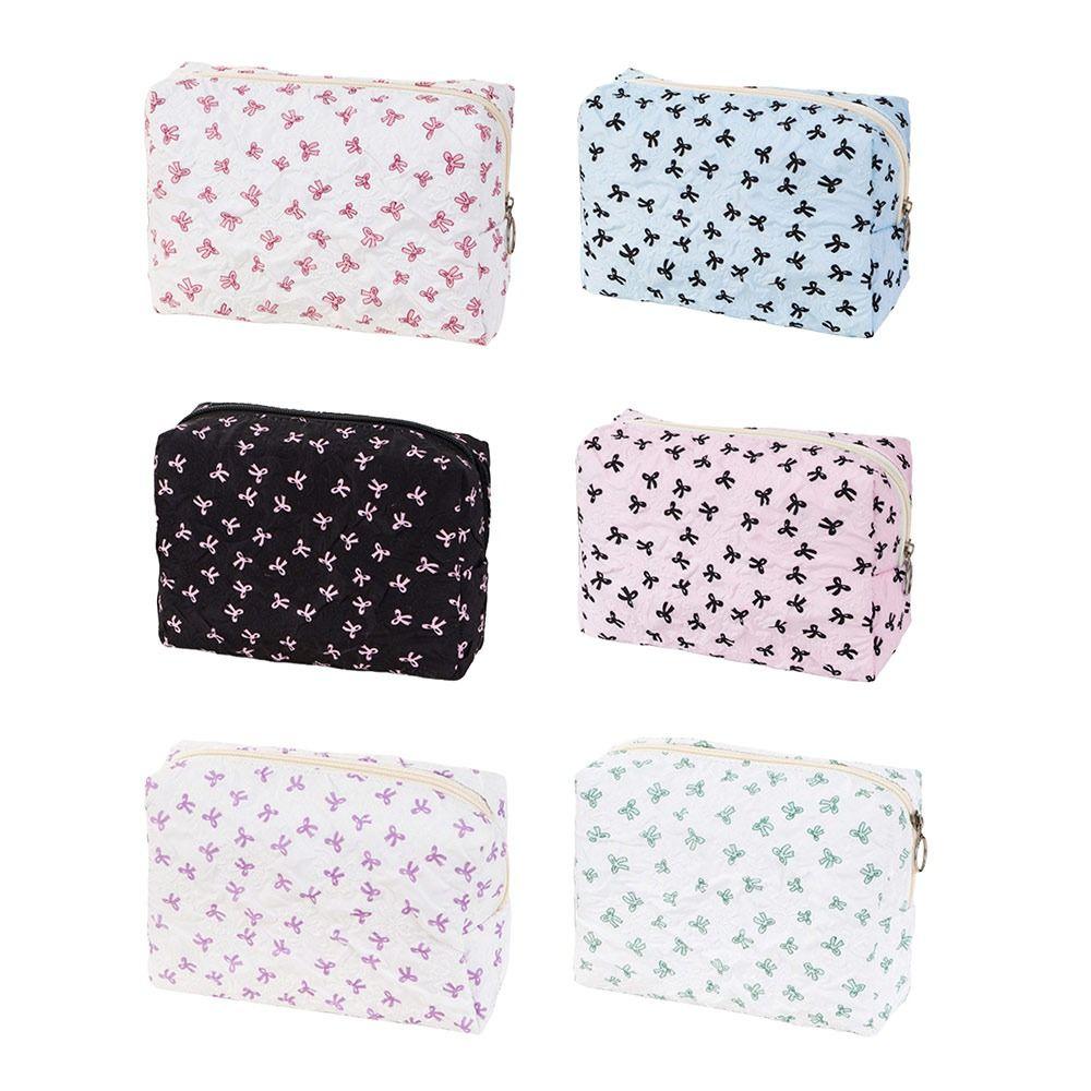 Portable Bow Makeup Bag Multifunctional Large Capacity Cosmetic Organizer Toiletry Handbag Women