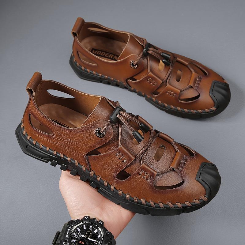 Fashion 2025 Summer Hot Selling Men's Leather Casual Shoes High-quality Handmade Sole Sandals Outdoor Beach Camping Shoes for Men’s