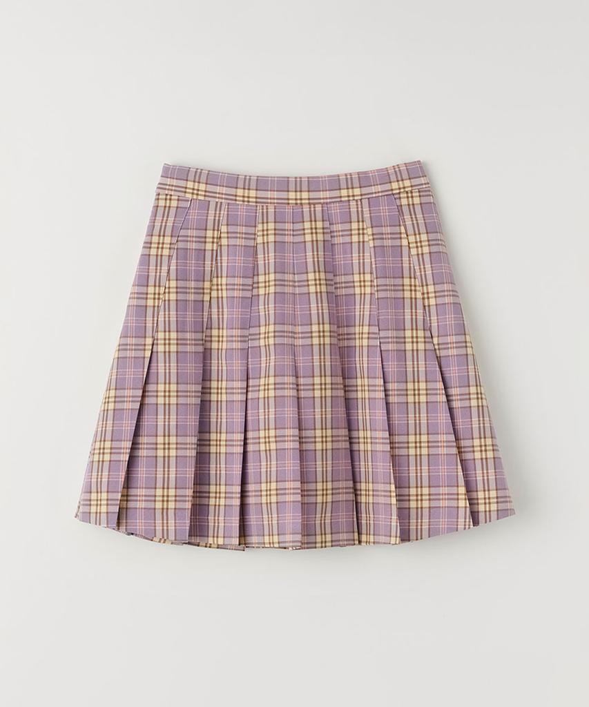 Selliteiljeu Check Pleated Mini Skirt_Purple